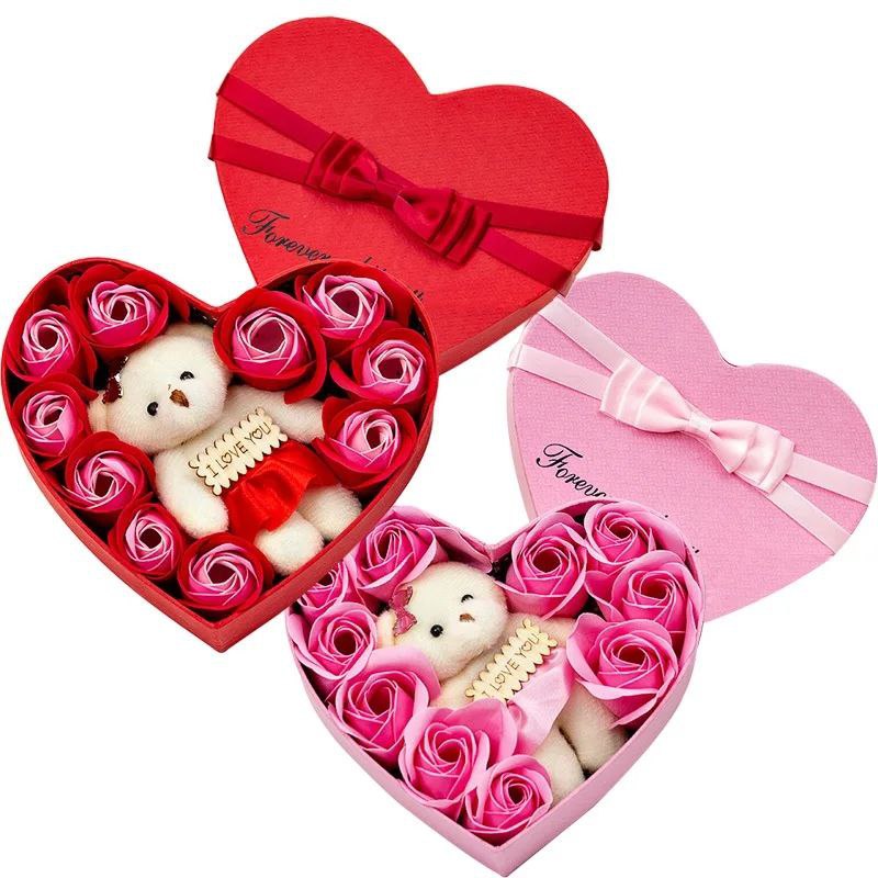 FOREVER WITH YOU PACK PRESERVED ROSES BEAR/DOLL LOVE BOX
