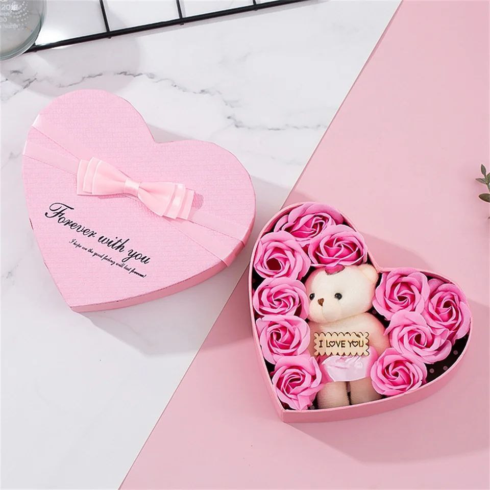 FOREVER WITH YOU PACK PRESERVED ROSES BEAR/DOLL LOVE BOX
