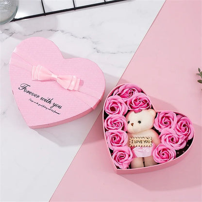 FOREVER WITH YOU PACK PRESERVED ROSES BEAR/DOLL LOVE BOX