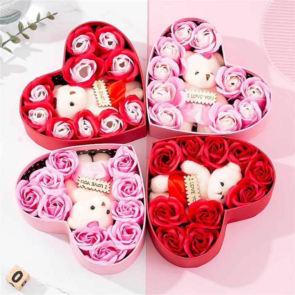 FOREVER WITH YOU PACK PRESERVED ROSES BEAR/DOLL LOVE BOX