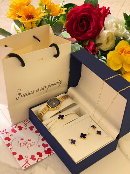 5 1 GIFT SETS WITH GIFT BAG&CARD DOZEN PURCHASE AND ABOVE 2,300( SET ONLY) WATCH,NECKLACE,EARRINGS,BRACELET,RING. BAG CARD