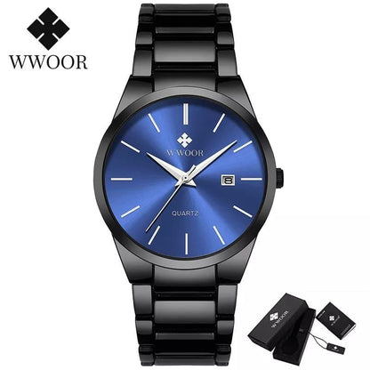 WWOOR MEN WATCH MODEL 8875 DATE DISPLAY STAINLESS STEEL WATER RESISTANT PLUS BRANDED BOX