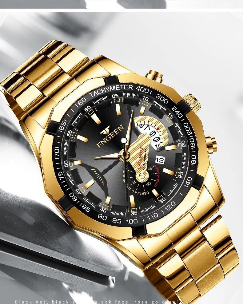 #FNGEEN MEN WATCH WATER RESISTANT DATE DISPLAY COMES A FREE BRANDED BOX