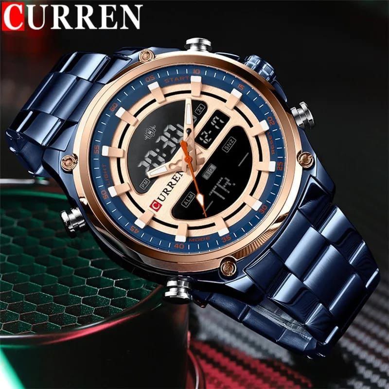 CURREN GENTS #8404 WATER RESISTANT BATTERY POWERED DATE DISPLAY LIGHT BUTTON DUAL TIME DISPLAY 3 COLOR OPTIONS ENQUIRIES 0791-413-303