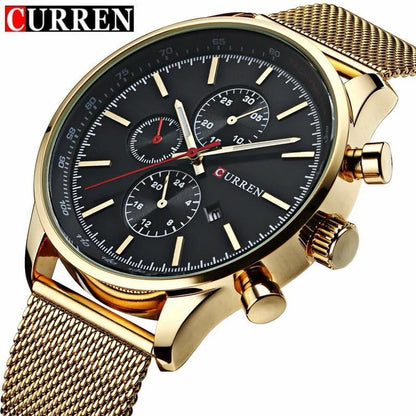 CURREN GENTS #8227 (NOT CHORONOGRAPH) WATER RESISTANT BATTERY POWERED DATE DISPLAY CURREN BRANDED BOX ENQUIRIES