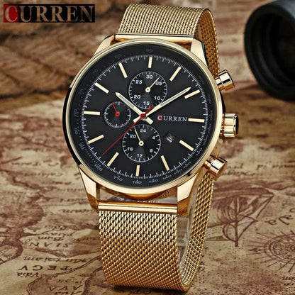 CURREN GENTS #8227 (NOT CHORONOGRAPH) WATER RESISTANT BATTERY POWERED DATE DISPLAY CURREN BRANDED BOX ENQUIRIES