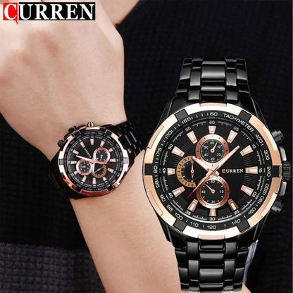CURREN GENTS #8023 WATER RESISTANT BATTERY POWERED LUMINOUS CURREN BRANDED BOX ENQUIRIES