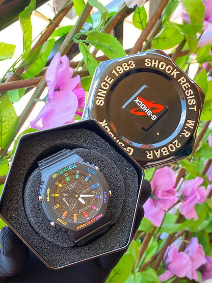 G SHOCK CASIO X CASIO TIN WATER RESIST SHOCK RESIST FUNCTIONAL CHRONOGRAPHS RUBBER STARP LIGHT BUTTON BATTERY POWERED