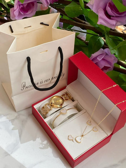 5 1 GIFT SETS WATCH NECKLACE EARRINGS BRACELET RING GIFT BAG