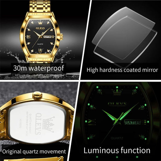 OLEVS MEN WATCH DAY AND DATE DISPLAY LUMINOUS FUNCTION STAINLESS STEEL OLEVS BRANDED BOX