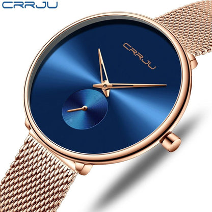 CRRJU LADIES WATCH ADJUSTABLE MESH STRAP WATER RESISTANT BATTERY POWERED CRRJU BRANDED BOX