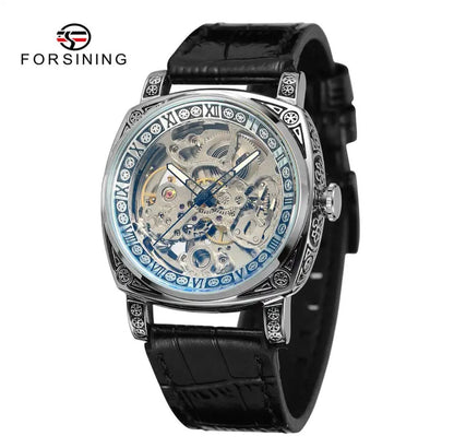 FORSINING AUTOMATIC WATCH AUTOMATIC MOVEMENT LUMINOUS ARMS STAINLESS STEEL LEATHER STRAP WATER RESISTANT COMES A FORSINING BRANDED BOX