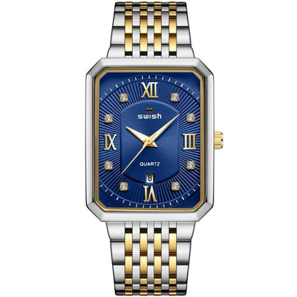 #SUPER DISCOUNT SALE SWISH STYLISH GENTS WATCH DATE DISPLAY BATTERY POWERED STAINLESS STEEL WATER RESISTANT TWO-TONE BLUE SILVER GOLD SILVER BLACK GOLD-BLACK ENQUIRIES 0791-413-303