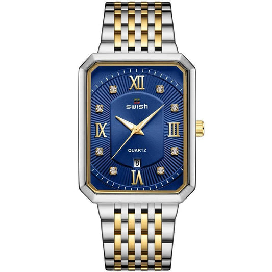#SUPER DISCOUNT SALE SWISH STYLISH GENTS WATCH DATE DISPLAY BATTERY POWERED STAINLESS STEEL WATER RESISTANT TWO-TONE BLUE SILVER GOLD SILVER BLACK GOLD-BLACK ENQUIRIES 0791-413-303