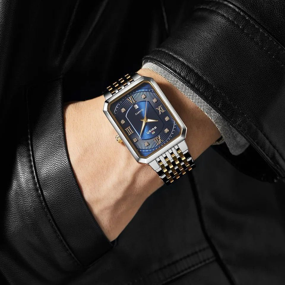 #SUPER DISCOUNT SALE SWISH STYLISH GENTS WATCH DATE DISPLAY BATTERY POWERED STAINLESS STEEL WATER RESISTANT TWO-TONE BLUE SILVER GOLD SILVER BLACK GOLD-BLACK ENQUIRIES 0791-413-303