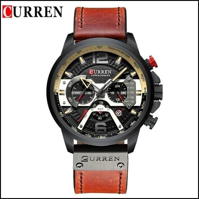 CURREN GENTS WATCH #8329 (LEATHER) WATER RESISTANT CHRONOGRAPH MOVEMENT DATE DISPLAY BATTERY POWERED ENQUIRIES