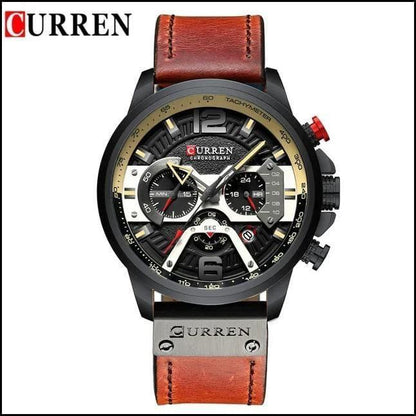 CURREN GENTS WATCH #8329 (LEATHER) WATER RESISTANT CHRONOGRAPH MOVEMENT DATE DISPLAY BATTERY POWERED ENQUIRIES
