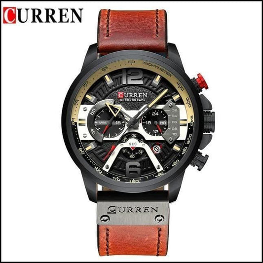 CURREN GENTS WATCH #8329 (LEATHER) WATER RESISTANT CHRONOGRAPH MOVEMENT DATE DISPLAY BATTERY POWERED ENQUIRIES