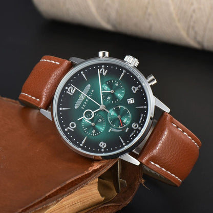 ZEPPELIN CHRONOGRAPH WATCH DATE DISPLAY WATER RESISTANT LEATHER STRAP