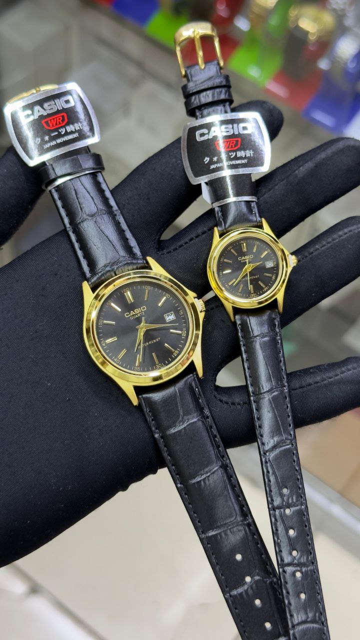 CASIO DATE DISPLAY LEATHER X METTALLIC WATER RESISTANT DATE DISPLAY A PIECE/3000 A PAIR CASIO BOXES @