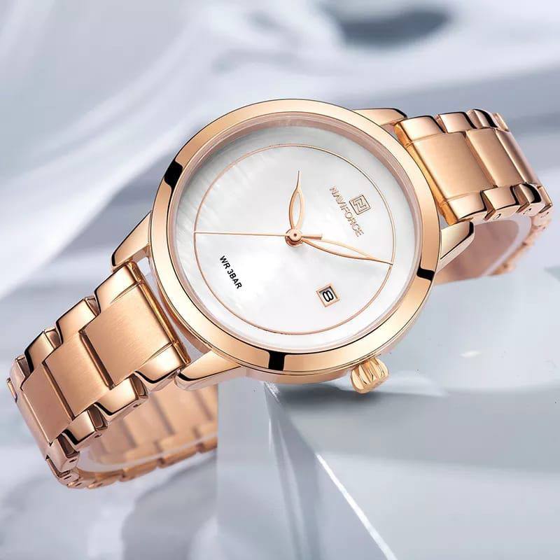 NAVIFORCE LADIES #NF5008 DATE DISPLAY WATER RESISTANT STAINLESS STEEL BLUE ROSE-GOLD YELLOW-GOLD SILVER ENQUIRIES
