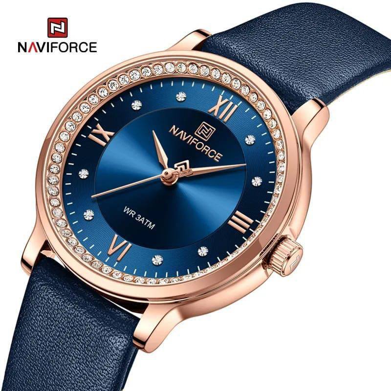 #NAVIFORCE LADIES #NF 5036 TEXTURED LEATHER STRAP WATER RESISTANT 30 ATM BLUE BLACK GREEN ENQUIRIES