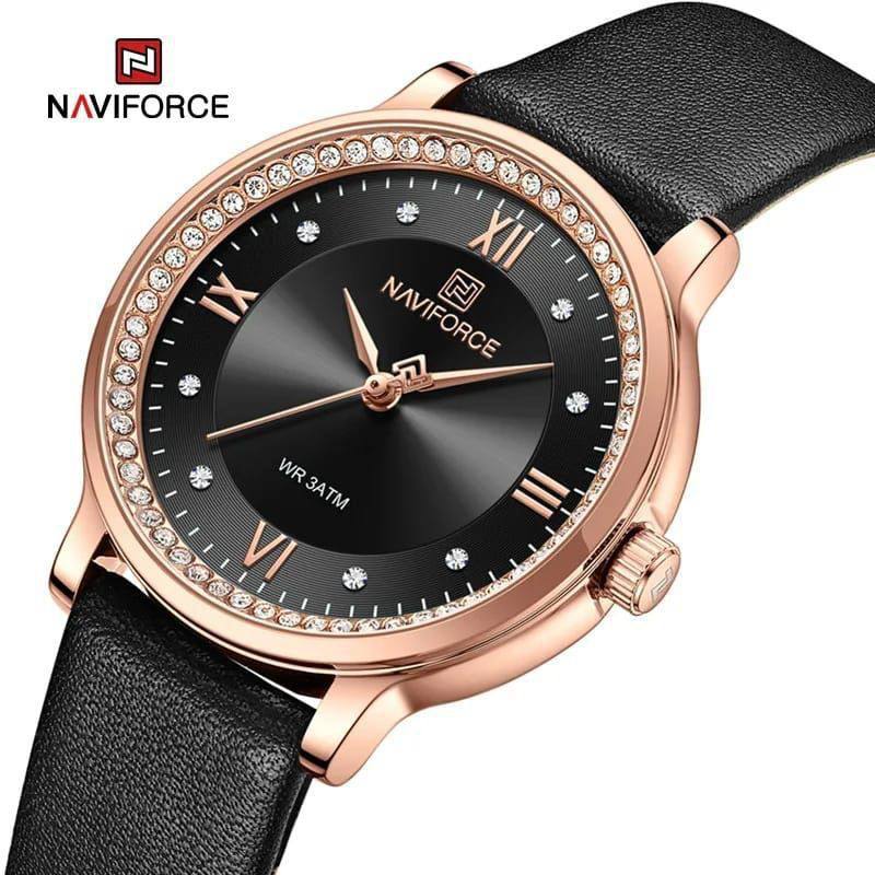 #NAVIFORCE LADIES #NF 5036 TEXTURED LEATHER STRAP WATER RESISTANT 30 ATM BLUE BLACK GREEN ENQUIRIES