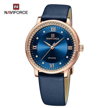 #NAVIFORCE LADIES #NF 5036 TEXTURED LEATHER STRAP WATER RESISTANT 30 ATM BLUE BLACK GREEN ENQUIRIES