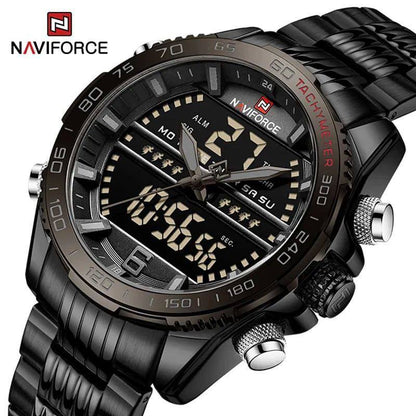 #NAVIFORCE GENTS WATCH #NF 8017 DATE DISPLAY LUMINOUS WATER RESISTANT BATTERY POWERED CHRONOGRAPH FUNCTION SILVER-GREEN SILVER-BLUE SILVER-RED ENQUIRIES