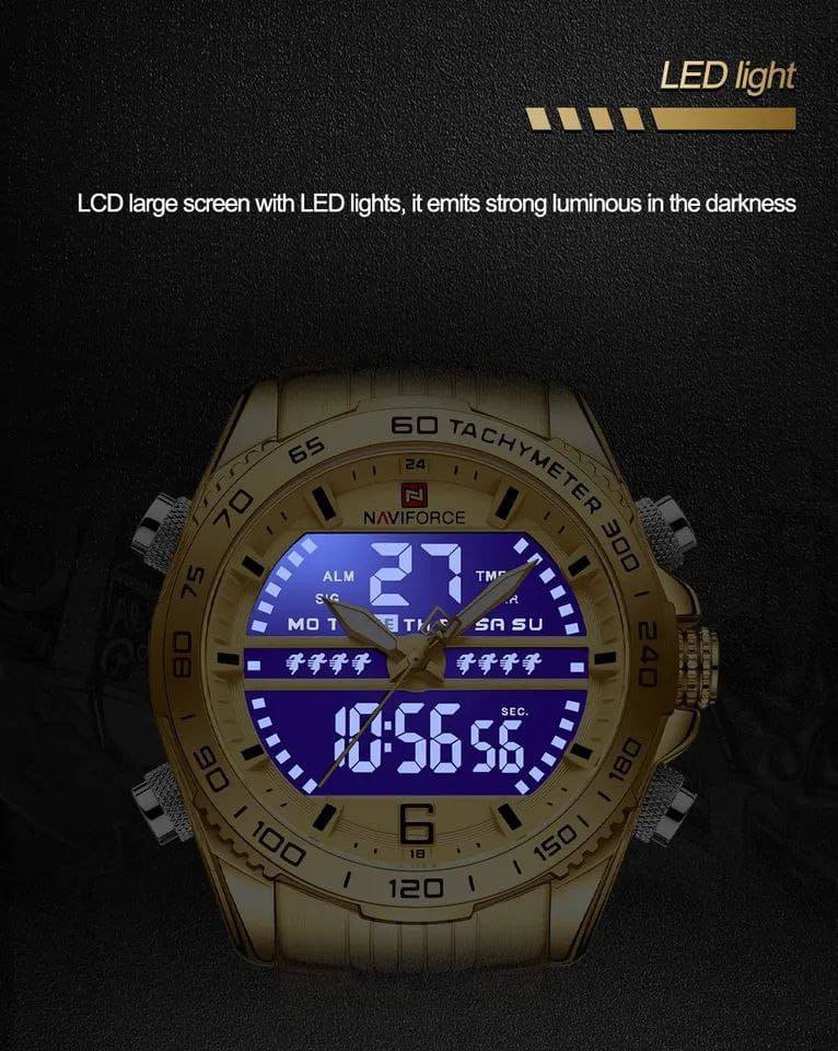 #NAVIFORCE GENTS WATCH #NF 8017 DATE DISPLAY LUMINOUS WATER RESISTANT BATTERY POWERED CHRONOGRAPH FUNCTION SILVER-GREEN SILVER-BLUE SILVER-RED ENQUIRIES