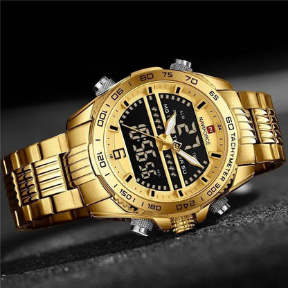 #NAVIFORCE GENTS WATCH #NF 8017 DATE DISPLAY LUMINOUS WATER RESISTANT BATTERY POWERED CHRONOGRAPH FUNCTION SILVER-GREEN SILVER-BLUE SILVER-RED ENQUIRIES