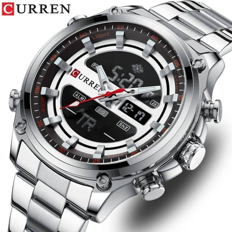 CURREN GENTS #8404 WATER RESISTANT BATTERY POWERED DATE DISPLAY LIGHT BUTTON DUAL TIME DISPLAY 3 COLOR OPTIONS ENQUIRIES