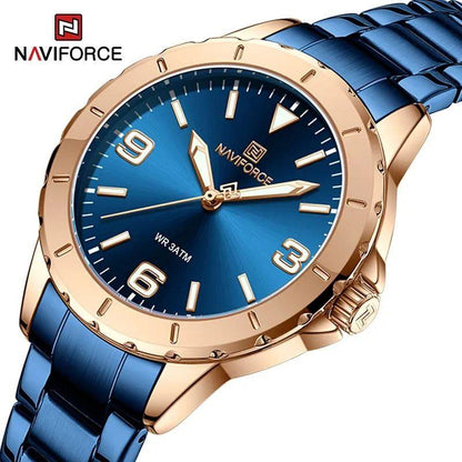 NAVIFORCE LADIES #NF 5022 DATE DISPLAY WATER RESISTANT 50 ATM STAINLESS STEEL LUMINOUS FUNCTION BLUE ROSE GOLD BLACK GOLD-GREEN SILVER ENQUIRIES