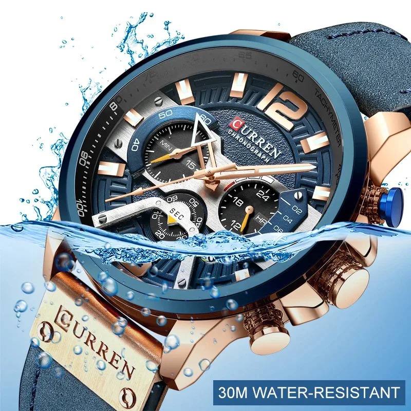 CURREN GENTS WATCH #8329 (LEATHER) WATER RESISTANT CHRONOGRAPH MOVEMENT DATE DISPLAY BATTERY POWERED CURREN BRANDED BOX @ ENQUIRIES
