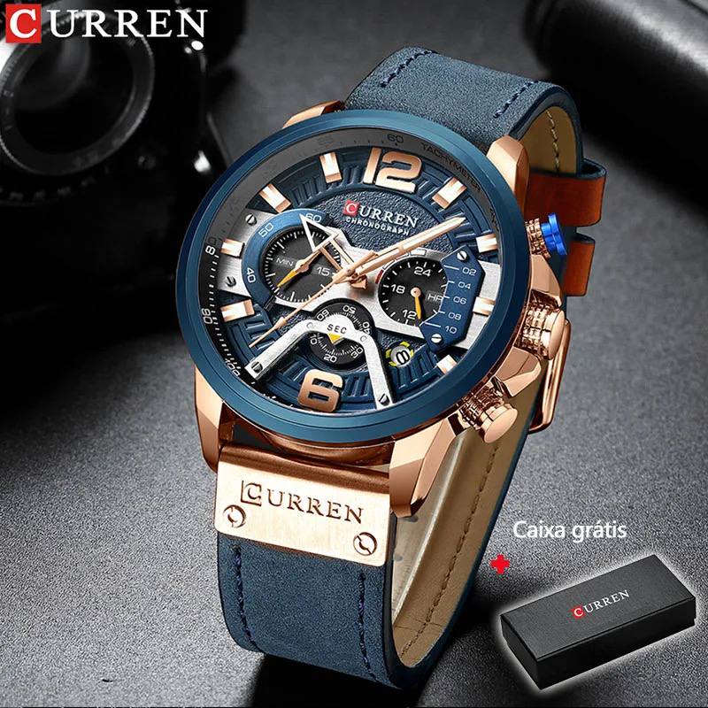 CURREN GENTS WATCH #8329 (LEATHER) WATER RESISTANT CHRONOGRAPH MOVEMENT DATE DISPLAY BATTERY POWERED CURREN BRANDED BOX @ ENQUIRIES