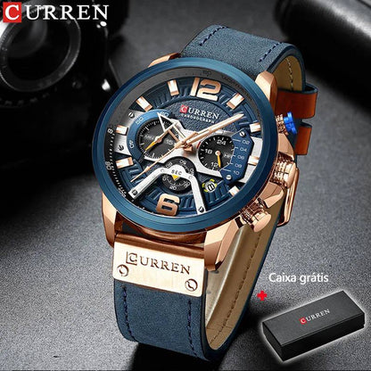 CURREN GENTS WATCH #8329 (LEATHER) WATER RESISTANT CHRONOGRAPH MOVEMENT DATE DISPLAY BATTERY POWERED CURREN BRANDED BOX @ ENQUIRIES