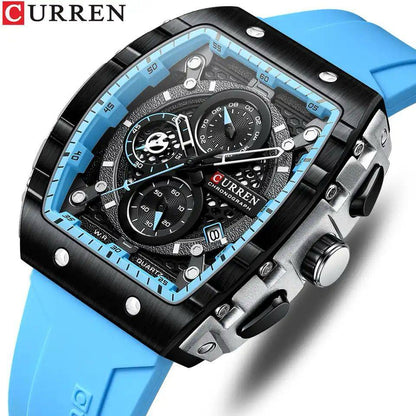 CURREN CHRONOGRAPH GENTS WATCH #8442 RUBBER STRAP CHRONOGRAPH MOVEMENT DATE DISPLAY BATTERY POWERED 4 COLOUR OPTIONS CURREN BRANDED BOX @ ENQUIRIES