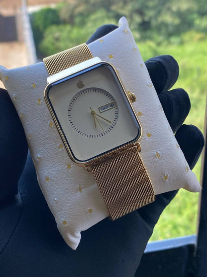 APPLE DAY & DATE WATCH WATER RESISTANT DAY AND DATE DISPLAY MESH STRAP MAGNETIC BUCKLE ENQUIRIES