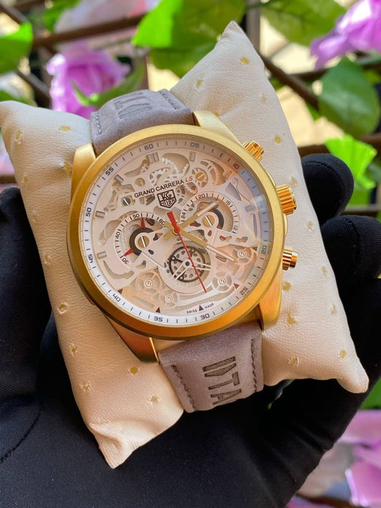 TAG HEUER CARRERA CR7 STAINLESS STEEL LEATHER STRAP CHRONOGRAPH WATER RESISTANT BATTERY POWERED DATE DISPLAY