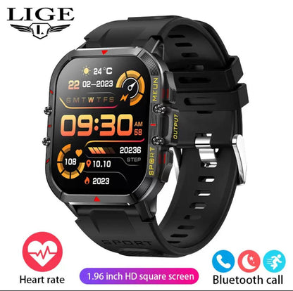LIGE New 1.52 Inch Screen Bluetooth Call Smartwatch Men Compass Heart Rate Blood