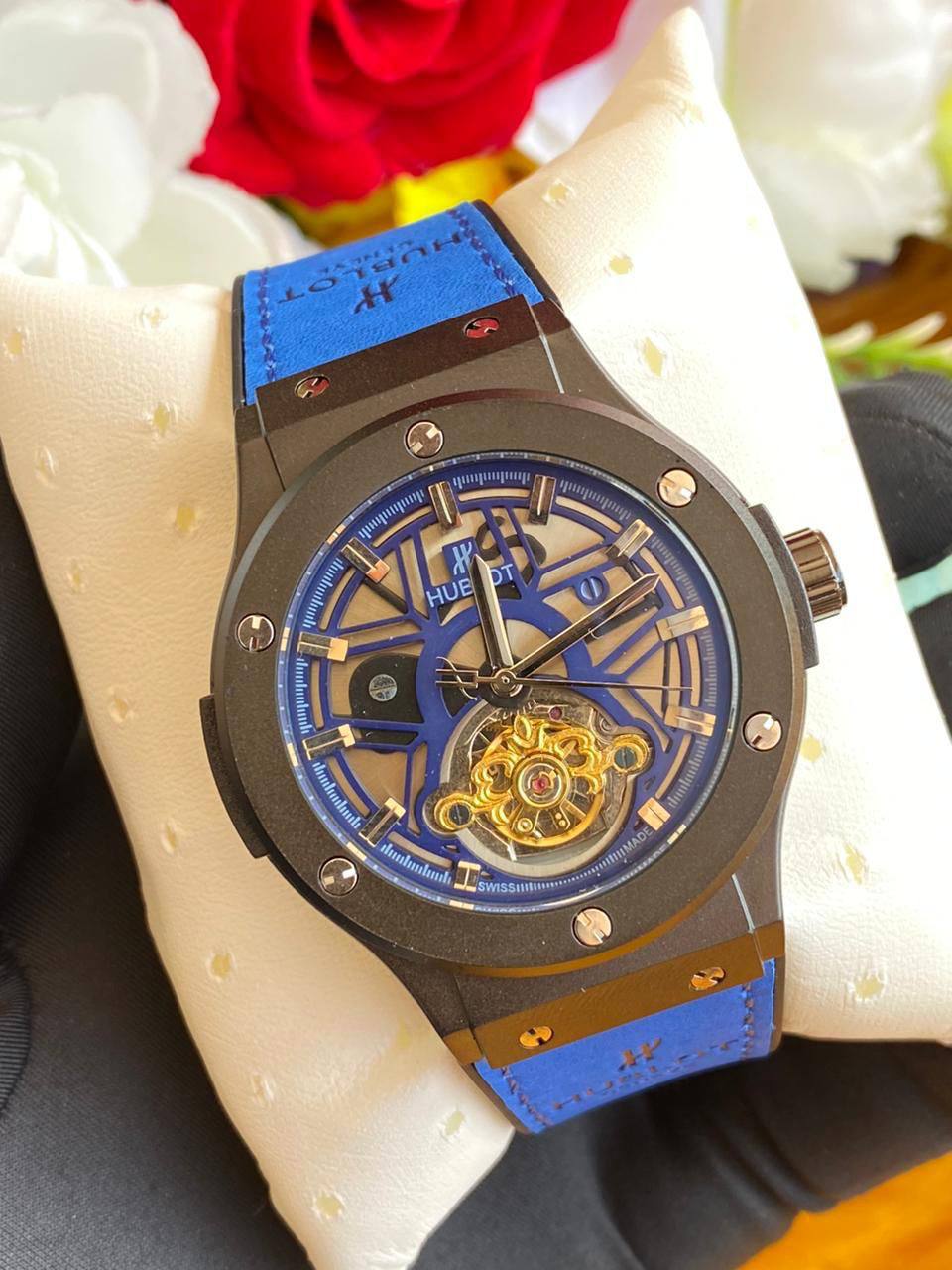 #HUBLOT AUTOMATIC GENTS WATCH TOURBILLON MACHINE WATER RESISTANT HUBLOT BRANDED BOX