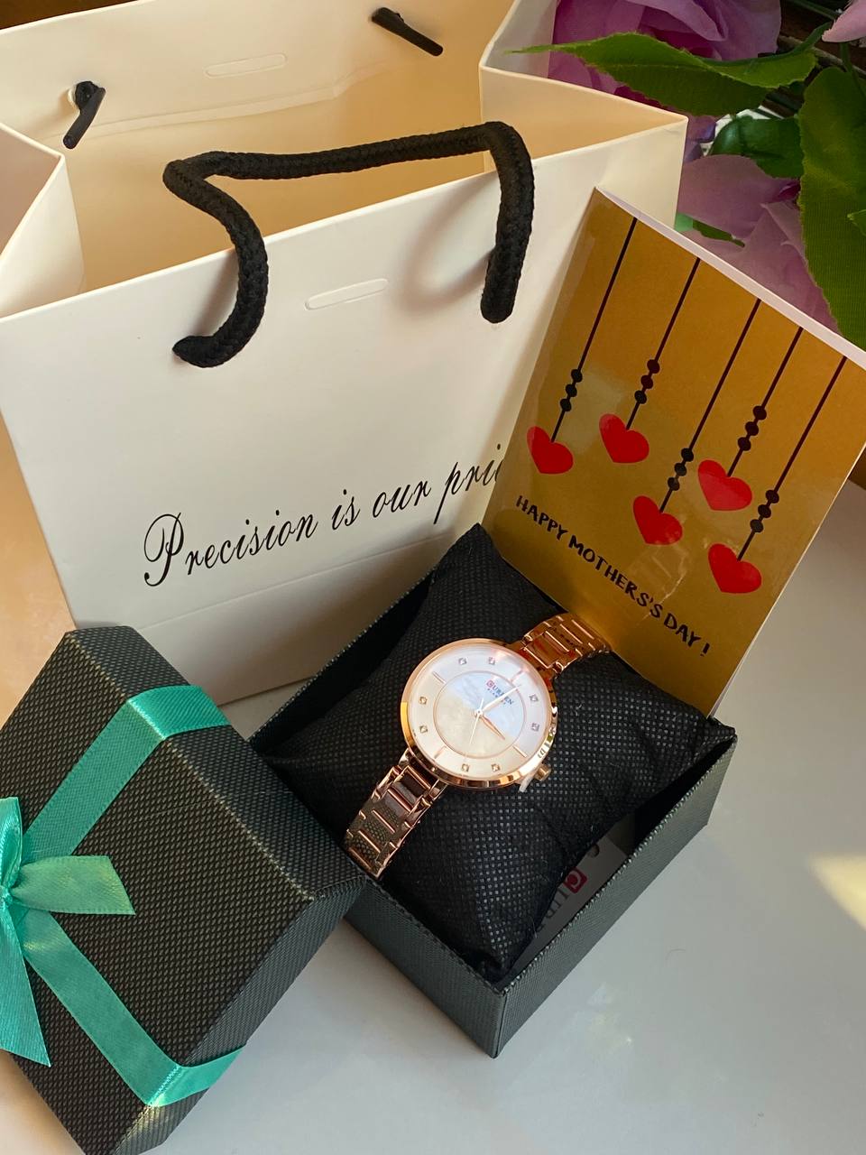 MOTHERS DAY GIFT PACKAGE (CURREN EDITION) WATCH,BOX,CARD,BAG STAINLESS STEEL WATER RESISTANT BATTERY POWERED