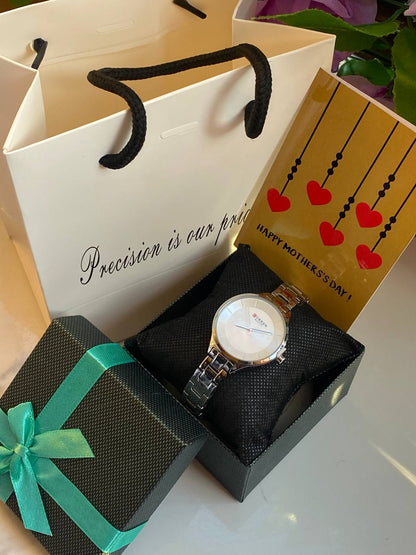 MOTHERS DAY GIFT PACKAGE (CURREN EDITION) WATCH,BOX,CARD,BAG STAINLESS STEEL WATER RESISTANT BATTERY POWERED