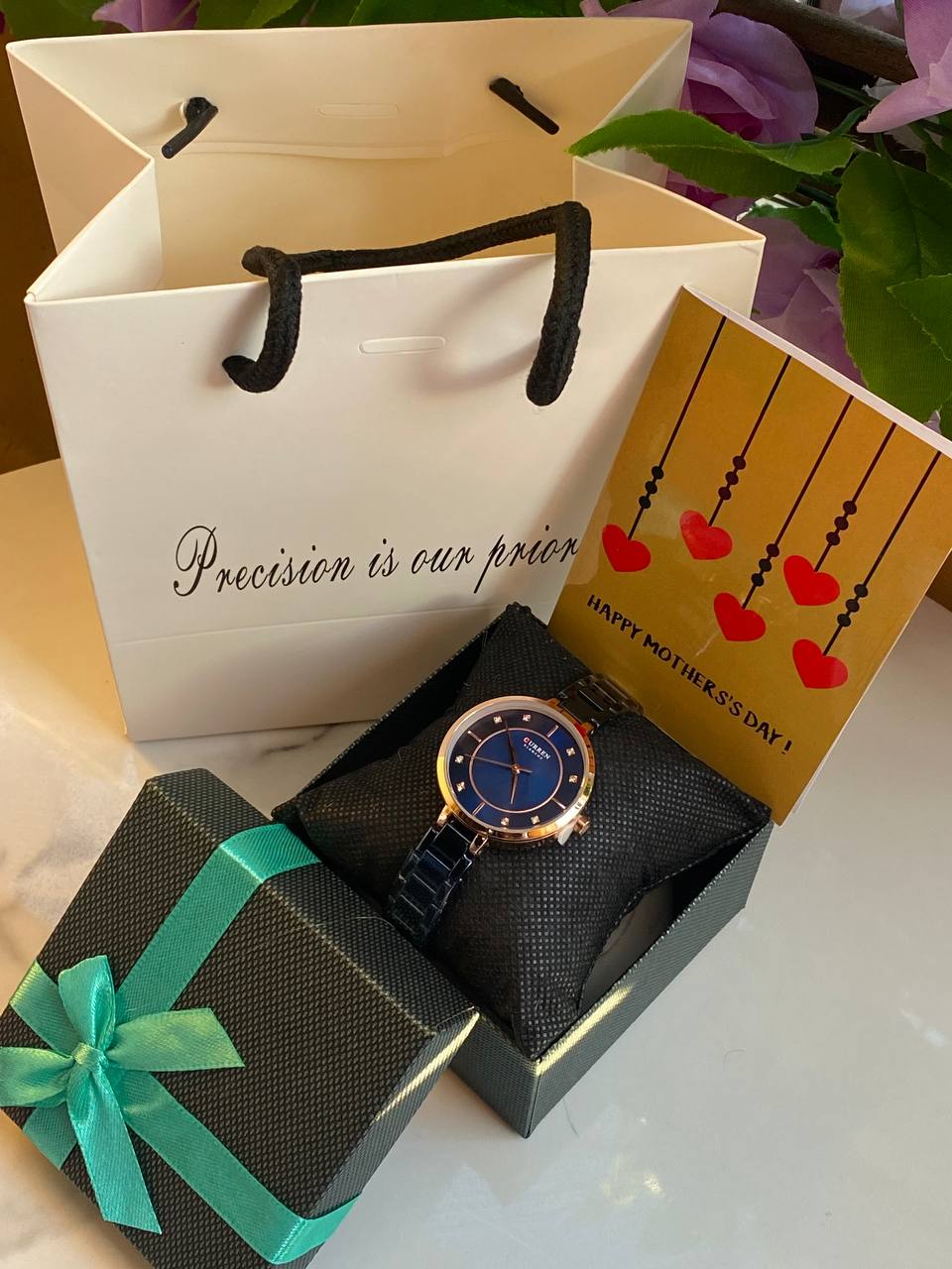 MOTHERS DAY GIFT PACKAGE (CURREN EDITION) WATCH,BOX,CARD,BAG STAINLESS STEEL WATER RESISTANT BATTERY POWERED