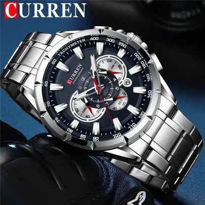 GENTS CURREN 8395 CHRONOGRAPH DATE DISPLAY WATER RESISTANT STAINLESS STEEL LUMINOUS DIAL BLACK GREEN BLUE BLACK GOLD CURREN BRANDED BOX