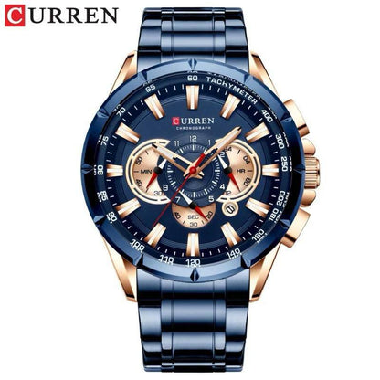 GENTS CURREN 8395 CHRONOGRAPH DATE DISPLAY WATER RESISTANT STAINLESS STEEL LUMINOUS DIAL BLACK GREEN BLUE BLACK GOLD CURREN BRANDED BOX