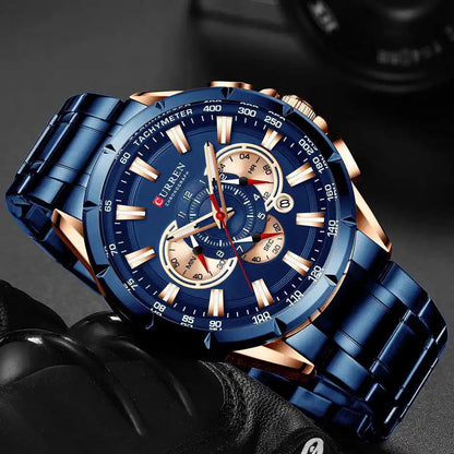 GENTS CURREN 8395 CHRONOGRAPH DATE DISPLAY WATER RESISTANT STAINLESS STEEL LUMINOUS DIAL BLACK GREEN BLUE BLACK GOLD CURREN BRANDED BOX