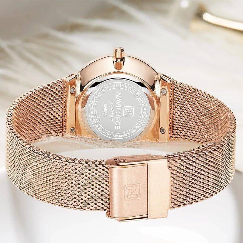 NAVIFORCE LADIES #NF 5005 DATE DISPLAY WATER RESISTANT ADJUSTABLE MESH STRAP SILVER BLUE ROSE GOLD ENQUIRIES