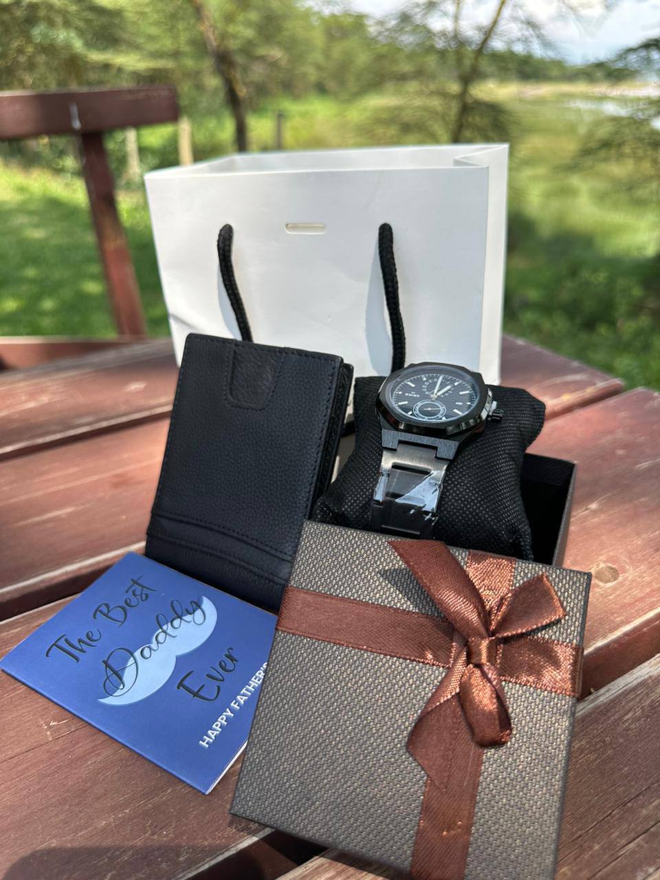 FATHERS DAY GIFT PACKAGE SWISH WATCH MONEY CLIP WALLET BOX,BAG &CARD ENQUIRIES