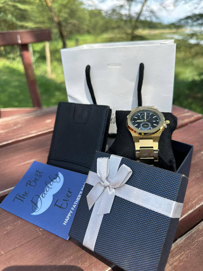 FATHERS DAY GIFT PACKAGE SWISH WATCH MONEY CLIP WALLET BOX,BAG &CARD ENQUIRIES